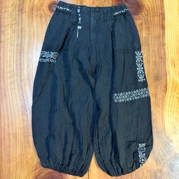 NEW By Anthropologie Women's Parachute Pants Medium Linen Embroidered F4-10 - Picture 1 of 6